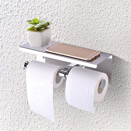 SupMaka Toilettenpapierhalter Wandmontage SUS 304 Edelstahl Doppelrollen-Toilettenpapierhalter, Doppelrollenpapierhalter