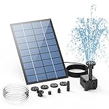 AISITIN Solar Springbrunnen 2.5W DIY Teichpumpe 2023 Upgrade mit 1.2 m Wasserleitung Solarbrunnen mit 6 Fontänenstile, schwimmender Fontäne Pumpe für Gartenteich, Vogel-Bad, Fisch-Behälter