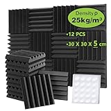 Foneso Akustikschaumstoff, 30x30x5 cm（Dichte:25kg/m³） Schalldämmung, Akustikpaneele, 3D Hochdichte Schallabsorber Wand, Schalldämmstoffe für Aufnahmeräume, Aufnahmeräume und Büros