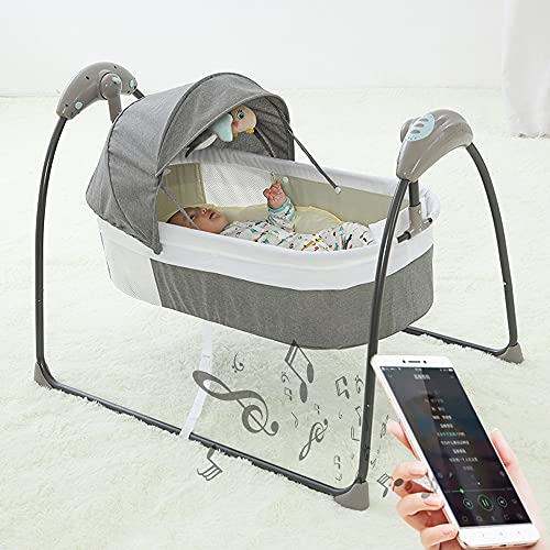 Elektrische Babybett Babywippe Babyschaukel Indoor Baby Auto Swing Wippe Automatische Babywiege mit Fernbedienung Grau