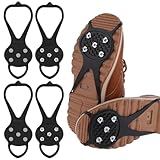 2 Paar universelle rutschfeste Greifer-Spike, langlebige Eis-Schnee-Griffe mit 5 Stahlnieten, Steigeisen, Walk Traction Cleat, Eis-Traktionsstollen für Eissport, Walking, Laufen, Jagd, Angeln (Größe S
