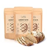 SlimBack - LOWER CARB LANDBROT - Natur - 3 x 245 g - KETO Brot Backmischung ohne Weizen - 4 g Kohlenhydrate | Eiweissbrot ohne Gluten | Für Diabetiker geeignet