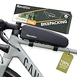 Rovativ® Bikepacking Oberrohrtasche [1,8 Liter] 100% Wasserdicht - Top Tube Bag - extra Fester Halt - Neuer Reißverschluss - für Gravelbike, Rennrad, MTB