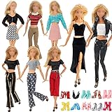 16 Stück Kleidung und Zubehör Kompatibel mit Barbie Puppen 6 Freizeitbekleidung Kleidung( Tops Hosen Oberbekleidung und Kleider ) 10 Paar Schuhe für 11,5 Zoll Mädchen Puppen