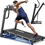 Decorcn Laufband für Zuhause - 4,5 PS, bis 16 km/h. Profi Große Lauffläche Laufband Klappbar, 20 Neigungsstufen Leise Walking Pad mit interaktivem LCD-Display & Bluetooth, bis 150KG