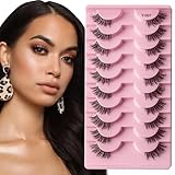 10 Paare Falsche Wimpern,Curly False Eyelashes,3D Flauschige Falsche Wimpern,Wiederverwendbare natürliche Wimper, Pure Handgemacht Natürlicher Look Flauschige Künstliche Wimpern（Y1007）