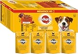 Pedigree Adult Hundenassfutter Gemischte Selektion, 40 Portionsbeutel, 40x100g – Hundefutter nass, in Gelee mit Rind, Huhn, Lamm & Geflügel