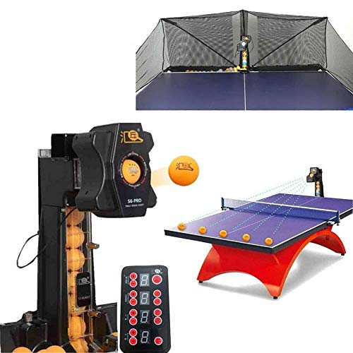 TABODD 50W Automatische Tischtennis Ballmaschine, S6-Pro Tischtennis Trainingsroboter Ping Pong Roboter 9 Spineinstellungen Automatic Launcher mit 100 Stück Tischtennisbällen und Recycling-Netzen