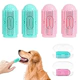 Hundezahnbürste Hunde-Fingerzahnbürste 4 Stück für Hunde,Katzen,Welpen Zahnpflege&frische Atmen,Silikon,vollständig umgebene Borsten,Hundezahnbürste, wiederverwendbar mit Aufbewahrungsbox