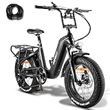 Fafrees F20 Master ebike 48V 22.5Ah Akku, Carbonfaserrahmen Elektrofahrräder 20 * 4.0 Zoll, e Bike Herren Damen 60N.m Motor, Pedelec Lagergewicht 150KG (Schwarz)