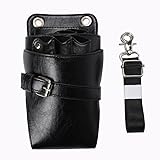 Friseurbedarf-Gürteltasche Friseurscherentasche PU-Ledertasche Friseurscheren-Gürteltasche Beauty-Tierhaar-Kit Friseurtasche(Black)