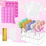 Yootiko Cake Pop Formen Set, Cake Pop Silikonform 20 Löcher Halter Lutscher Halter mit 100 Stäbchen 100 Bags und 100 Stück Twist für Süßigkeiten Gelee Schokolade Köstliche Leckereien Lutscher Kuchen