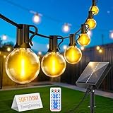 FGRYB Solar Lichterkette Aussen 15M - LED Solarlichterkette Außen IP65 Wetterfest 20+1 G40 Glühbirnen mit Fernbedienung 8 Modi für Outdoor Garten Balkon Party Hochzeit