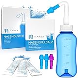 Nasendusche Set NARSA® · 30x Nasenspülsalz · 3 Aufsätze für Erwachsene und Kinder · Nasenspülkanne zur Nasenreinigung und Nasenspülung bei Erkältung und Allergie