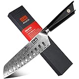 SHAN ZU Damastmesser Santokumesser, Profi Kochmesser 18cm Damaskus Santoku Messer, Damast Küchenmesser 67 Schichten Damaststahl AUS-10 Scharfe Messerklinge, Ergonomischer G10 Griff mit Geschenkbox