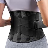 FREETOO Rückenbandage Herren und Damen, Atmungsaktive Rückengurt mit 5 Aufenthalten für Sport, Schwarz, Größe M (Taille: 90-105 cm)