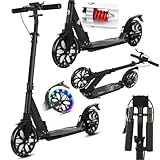 GHBXJX Cityroller Erwachsene Tragkraft 150 kg,200mmBig Wheel Scooter,Mit ABEC-9,Hinterradbremse,Scheibenbremse,Doppelte Aufhängung, Höhenverstellbar (84–101 cm),Kinder und Erwachsene,Faltbar,Schwarz