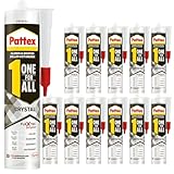 One For All Kristallklar – Montagekleber Transparent – 4in1 Kleben, Dichten, Montieren & Füllen – Hochleistungskleber für Innen & Außen – Superstark, Wasserfest, UV-beständig – 1K Kleber (12 x 290g)