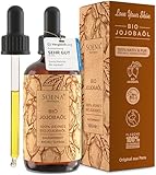 100% BIO JOJOBAÖL kaltgepresst unter 20°C | Für Haare Haut Nägel - 100% Rein & Natürlich | Gesichtsöl - Körperöl Straffend | Anti-Aging für elastische Haut - Vegan | Feuchtigkeitspflege - Für Kosmetik