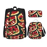 OXKGHHO Arbeitsrucksack-Set mit Pizza-Muster, isolierter Lunchbox, verstellbaren Trägern, für Fitnessstudio und den täglichen Gebrauch, Schwarz, Einheitsgröße