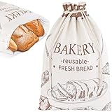 Nanaborn Brotbeutel Leinen Aufbewahrung Frischhalten Brotsack Wiederverwendbare Brotaufbewahrung mit Innenfolie Aufbewahrungsbeutel für Brot