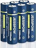 3,7 Volt Wiederaufladbare Akku Button Top, 3300mAh Batterie für LED-Stirnlampen, Taschenlampen, Kleinen Lüfter [ 6 Stück, Nicht AA/AAA ]