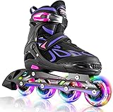 2PM SPORTS Verstellbar Inliner für Kinder, Leucht Inline Skates Rollschuhe für Damen/Herren