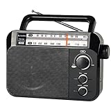 Retekess TR604 AM FM Radio,Tragbares Radio,Netzkabel oder Batteriebetrieb,Großer Knopf,Großer Lautsprecher,Einstellbare Höhen und Bässe,Radio für Senioren