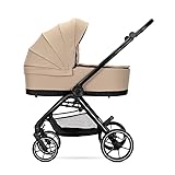 Lorelli Kinderwagen Venice 2 in 1 inkl. Babywanne und Sportsitz, Baby Kombikinderwagen bis 22kg, Zusammenklappbar, Große Räder, Großer Einkaufskorb, Fußsack, Federung, Organizer Tasche (Beige)