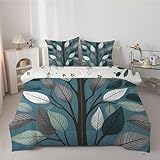 Botanische Blätter Bettdecke 200x220, Wende Aquarell Bauernhaus Eukalyptus Ganzjahresdecke, 4 Jahreszeiten Bettdecken 200x220 Tropisch, Weiche Waschbare Bettdecke Ohne Bezug mit 2 Kissenbezug, H-374