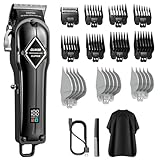 GLAKER Haarschneider Haarschneidemaschine Profi Haarschneider Herren Haartrimmer Bartschneider Kabelloses Clipper Haarschneidermit 15 Führungskämmen Tragetasche, Geschenk für Männer