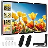 WANDGU Beamer Leinwand 100 Zoll: 16:9 Full Tragbare Faltbar Anti-Falten Projektion leinwand, 4K HD 3D Beamer Leinwand mit Haken, Seilen, HD Projektionsschirm für Heimkino und Freiluftkino