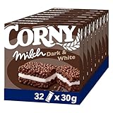 Müsliriegel Corny Milch Dark & White, Milchsandwich mit Kakao und Milchcreme, 32x30g