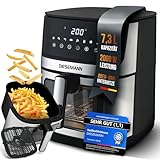 Heißluftfritteuse XXL 7,3L - 2000W Airfryer mit 2 Heizelementen (Ober- & Unterhitze), Sichtfenster & 8 Programmen - fettarm frittieren & knusprig genießen | Luftfritteuse, Air Fryer | DIESEMANN®