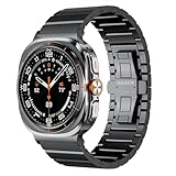 LULULOOK Titan Armband für Samsung Galaxy Watch Ultra 47mm (2024), Premium Titanium 24mm Breite Ersatzarmbänder mit DLC Kratzfest für Galaxy Watch Ultra, NICHT für Andere, Schwarz