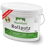 AlpenKalk Rollputz Fein | 0,5mm Körnung | Ideal für Heimwerker | Atmungsaktiv & Luftreinigend | UMWELTFREUNDLICH | 24 kg für ca. 65 m²