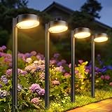 BUCASA Solarlampen für Außen Garten, 8 Stück Moderne Solarleuchten für Außen mit Super Helle 12 LED Lichts, Wasserdicht Solarleuchten Garten Deko für Rasen, Terrasse, Hof, Gehweg, Geschenke