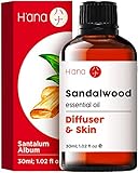 H’ana Ätherische Sandelholzöle für Diffuser – Natürliches und reines Sandelholzöl – 100% Ätherisches Sandelholzöl in therapeutischer Qualität für Haare, Haut, Massage, Schlaf (30 ml)