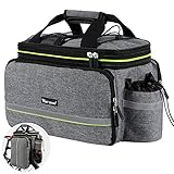 UBORSE 3in1 Fahrradtasche für Gepäckträger 35L Wasserdicht Fahrrad Gepäckträgertasche Reflektierend Hinter Gepäcktasche Skalierbare Fahrrad-Rücksitztasche mit Flaschentasche Fahrradpacktasche (grau)