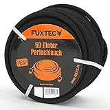 Fuxtec Perlschlauch FX-PS 50 m Premium Tropfschlauch optional mit Druckminderer für optimale Bewässerung inkl. Bodenhaken, verbindern und Endstücken