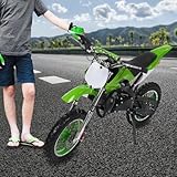 Apriltop 10 Zoll Motorrad 49cc, Hand Zug Start, Dirt Bike, Scheibenbremsen vorne und Hinten, Max Belastung 100Kg, Green