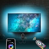 Mexllex Led TV Hintergrundbeleuchtung 55 bis 75 zoll,Smart Led App Steuerbar 5050 led backlight,USB Led Beleuchtung Hintergrundbeleuchtung Fernseher