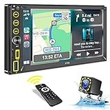 RDS Autoradio 2Din with Carplay,Android Auto,Bluetooth Hands-Free, Voice Control,Mirror Link,Media Receiver,HD Touchscreen 7 Inches, Reversing Camera,AM/FM/USB/AUX/Type-C,MP5 Player with Subwoofer,SWC