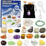 Adventskalender 2024 Kristalle für Kinder,24 Tage Weihnachten Adventskalender Countdown,Natürliche Edelsteine Mineralien Weihnacht Geschenke für Jungen Mädchen Geologie Enthusiasten