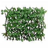 Gartenzaun Klein Zaunelemente Hundezäune Staketenzaun - Rankgitter mit Künstlichem Efeu Erweiterbar Grün 180x30 cm für Draußen Wohnung Terrasse Garten