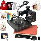 SDKEHUI Transferpresse 25x30CM Hitzepresse Heißpresse Heat Press Machine Tassenpresse Textilpresse Mulitifunktional Sublimation Wärmepresse Maschine 360 Grad für T-Shirts