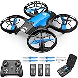 4DRC V8 Mini Drohne für Kinder,RC Quadrocopter Mini Drone mit 3 Akkus,27 Min. Lange Flugzeit,Handsensor,Automatische Höhenhaltung,360°Rollen,Kopfloss Modus,One Key Start Anfänger Blau