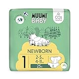Muumi Baby Neugeboren Öko Windeln Größe 1, 2-5 kg 25 Stück, Weiche Premium Windeln mit Nässeindikator | Weich und hautfreundlich, Atmungsaktiv, Saugfähig, Keine unnötigen Chemikalien |