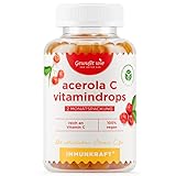 Acerola C Vitamindrops | Natürliches Vitamin C Aus Der Acerolakirsche | Stärkt Das Immunsystem & Reduziert Müdigkeit | Ohne Künstliche Zusätze | Vegan & Laktosefrei | 60 Stück