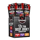 Jack Link's Beef Jerky Mixed Case 70gr - 12er Pack (12x70gr) - Proteinreiches Trockenfleisch vom Rind - Getrocknetes High Protein Dörfleisch - in 3 Varianten